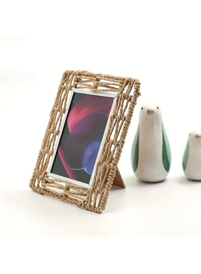 إطار صورة منسوج عمودي صغير مقاس 6 × 8 بوصات، ديكور ريفي للمنزل، عرض على الطاولة أو الحائط - Image 5